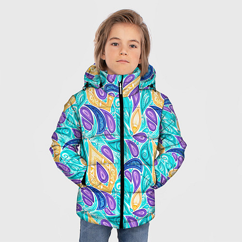 Зимняя куртка для мальчика Узоры капельки / 3D-Красный – фото 3