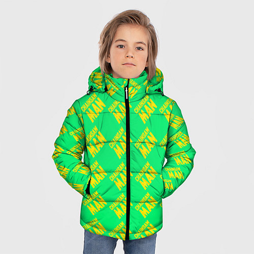 Зимняя куртка для мальчика Человек-бензопила узор / 3D-Светло-серый – фото 3