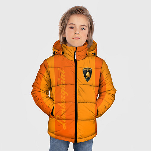 Зимняя куртка для мальчика Ламборгини полосы / 3D-Светло-серый – фото 3