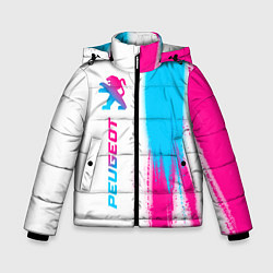 Куртка зимняя для мальчика Peugeot neon gradient style: по-вертикали, цвет: 3D-черный
