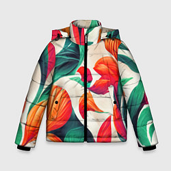 Куртка зимняя для мальчика Элегантный цветочный орнамент, цвет: 3D-красный
