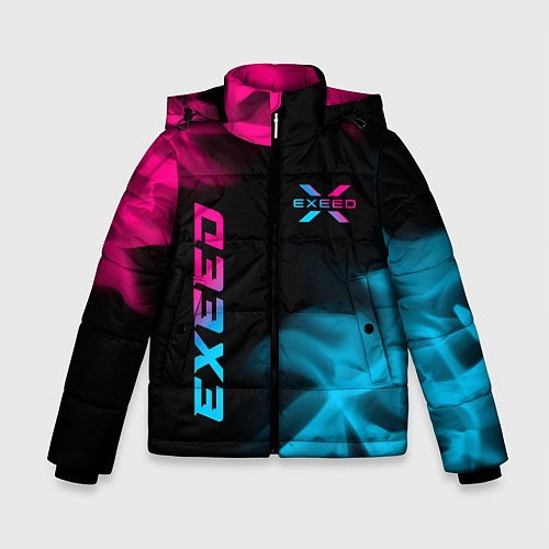 Зимняя куртка для мальчика Exeed - neon gradient: символ и надпись вертикальн / 3D-Черный – фото 1