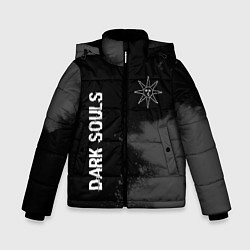 Куртка зимняя для мальчика Dark Souls glitch на темном фоне: символ и надпись, цвет: 3D-черный