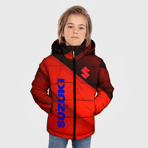Зимняя куртка для мальчика Suzuki - абстракция / 3D-Светло-серый – фото 3