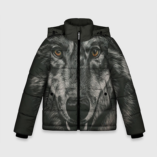 Зимняя куртка для мальчика Крупная морда серого волка / 3D-Черный – фото 1