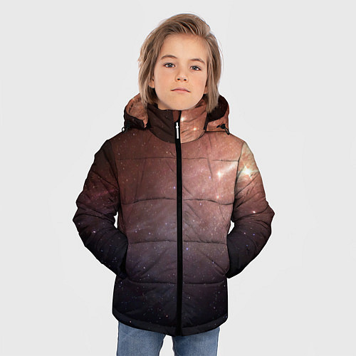 Зимняя куртка для мальчика Космос из сердца / 3D-Светло-серый – фото 3