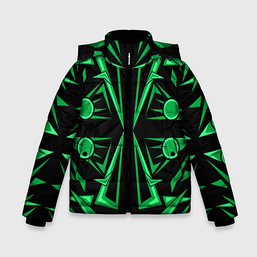 Зимняя куртка для мальчика Геометрический узор зеленый geometric / 3D-Черный – фото 1