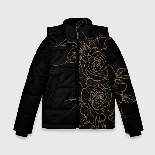 Зимняя куртка для мальчика Элегантные розы на черном фоне / 3D-Черный – фото 1