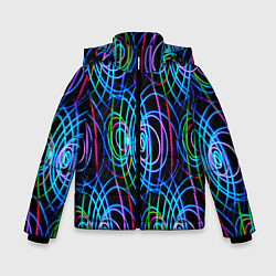 Куртка зимняя для мальчика Неоновые завитки, цвет: 3D-светло-серый