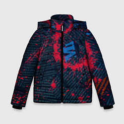 Куртка зимняя для мальчика Красные чернила на газете, цвет: 3D-светло-серый