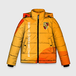 Куртка зимняя для мальчика Porsche Жёлтая абстракция, цвет: 3D-светло-серый