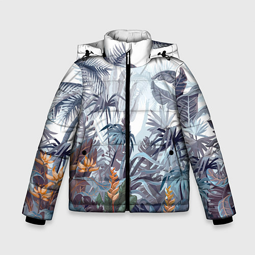 Зимняя куртка для мальчика Пышный тропический лес / 3D-Светло-серый – фото 1