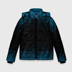 Куртка зимняя для мальчика Синие штрихи на черном, цвет: 3D-светло-серый