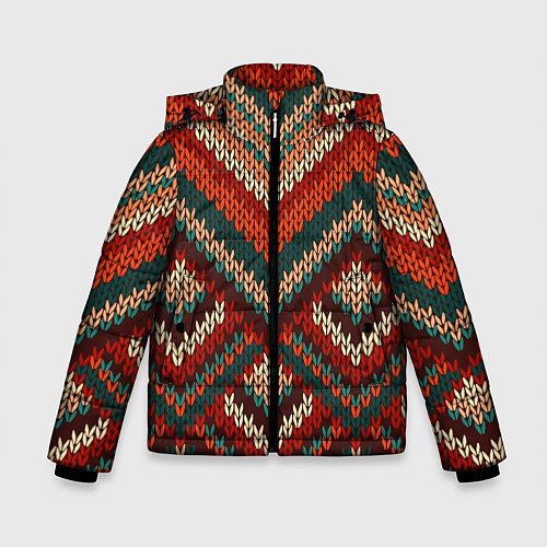 Зимняя куртка для мальчика Вязаная ткань - текстура / 3D-Красный – фото 1