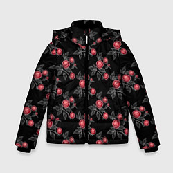 Куртка зимняя для мальчика Акварельные розы на черном, цвет: 3D-светло-серый