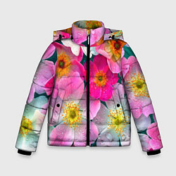 Зимняя куртка для мальчика Сказочные разноцветные цветы