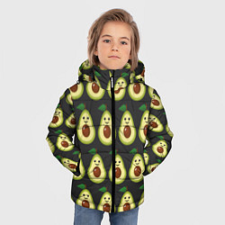 Куртка зимняя для мальчика Авокадо Паттерн - Черная версия, цвет: 3D-светло-серый — фото 2