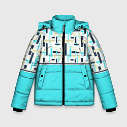Куртка зимняя для мальчика Голубой неоновый геометрический узор, цвет: 3D-красный