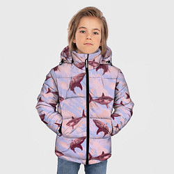 Куртка зимняя для мальчика Акулы на фоне неба, цвет: 3D-светло-серый — фото 2