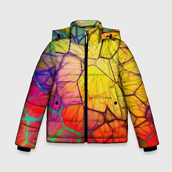 Куртка зимняя для мальчика Абстрактные цветные фигуры, цвет: 3D-красный
