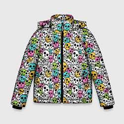 Куртка зимняя для мальчика Череп разноцветный, цвет: 3D-светло-серый