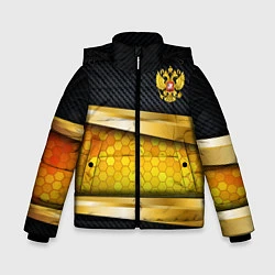 Куртка зимняя для мальчика Black & gold - герб России, цвет: 3D-красный