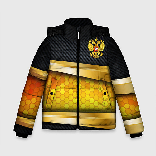Зимняя куртка для мальчика Black & gold - герб России / 3D-Черный – фото 1