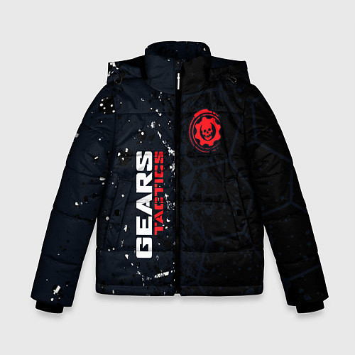 Зимняя куртка для мальчика Gears of War красно-белой лого на темном фоне / 3D-Черный – фото 1