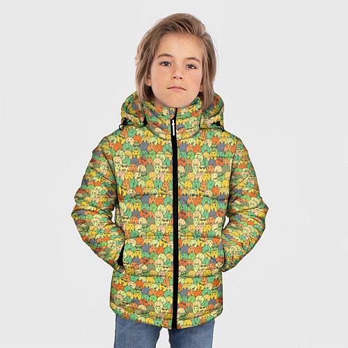Зимняя куртка для мальчика Человечки с заячьими ушками / 3D-Светло-серый – фото 3