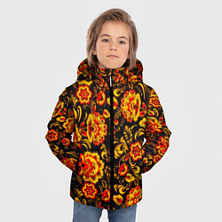 Куртка зимняя для мальчика Хохлома роспись, цвет: 3D-черный — фото 2