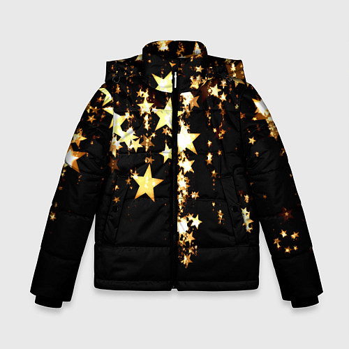 Зимняя куртка для мальчика Золотые праздничные звезды / 3D-Черный – фото 1