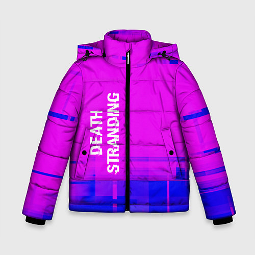 Зимняя куртка для мальчика Death Stranding glitch text effect: по-вертикали / 3D-Черный – фото 1