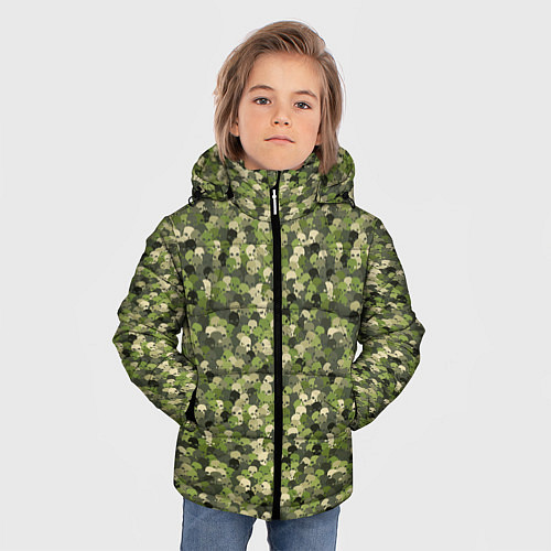Зимняя куртка для мальчика Милитари череп мини / 3D-Светло-серый – фото 3