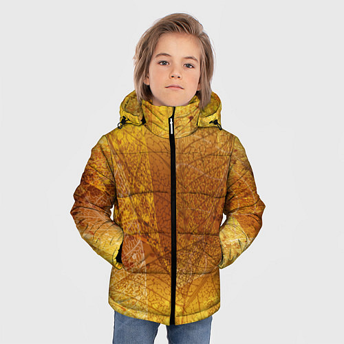 Зимняя куртка для мальчика Осенний узор / 3D-Светло-серый – фото 3