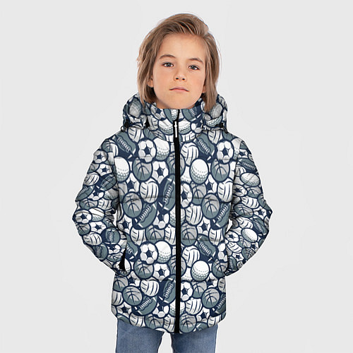 Зимняя куртка для мальчика Мячи спортивные / 3D-Светло-серый – фото 3