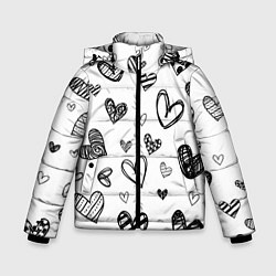 Куртка зимняя для мальчика Сердца нарисованные карандашом, цвет: 3D-светло-серый