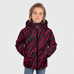 Куртка зимняя для мальчика Модный полосатый красно- черный узор Зебра, цвет: 3D-черный — фото 2