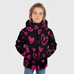 Куртка зимняя для мальчика Розовые сердца, цвет: 3D-светло-серый — фото 2