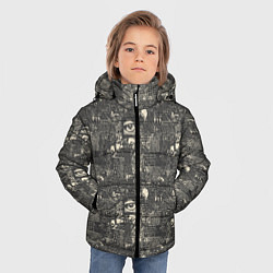 Куртка зимняя для мальчика Надписи и глаз, цвет: 3D-светло-серый — фото 2