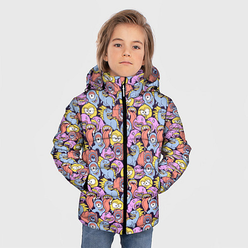 Зимняя куртка для мальчика Монстры и пришельцы / 3D-Светло-серый – фото 3