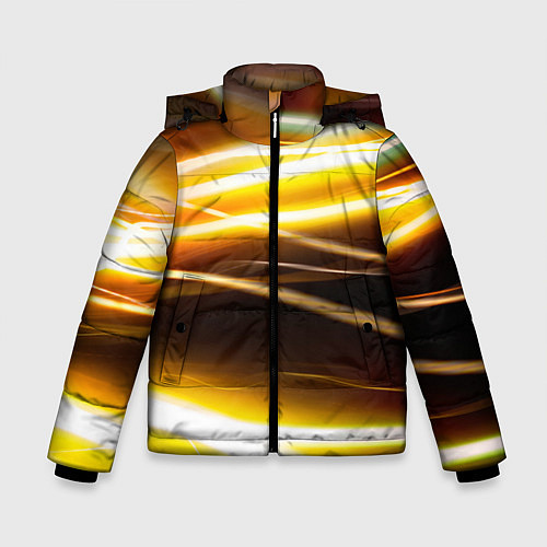 Зимняя куртка для мальчика Желтые неоновые полосы / 3D-Черный – фото 1