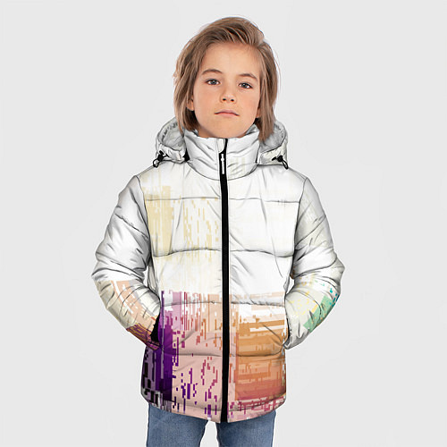 Зимняя куртка для мальчика Пиксельнaя абстракция / 3D-Красный – фото 3