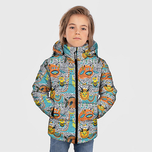 Зимняя куртка для мальчика Фантастические животные / 3D-Светло-серый – фото 3