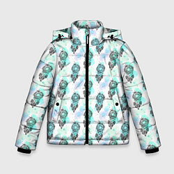 Куртка зимняя для мальчика Ловцы снов на пастельном фоне, паттерн, цвет: 3D-светло-серый