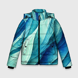 Куртка зимняя для мальчика Акварельные синие узоры, цвет: 3D-светло-серый