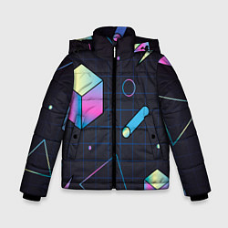 Куртка зимняя для мальчика Геометрические фигуры на темном фоне, цвет: 3D-светло-серый