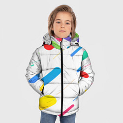 Куртка зимняя для мальчика Разноцветные круги и полосы, цвет: 3D-светло-серый — фото 2