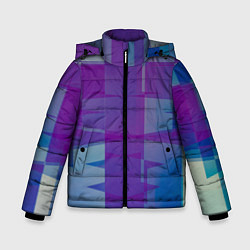 Куртка зимняя для мальчика Геометрические объёмные фиолетовые кубы, цвет: 3D-светло-серый