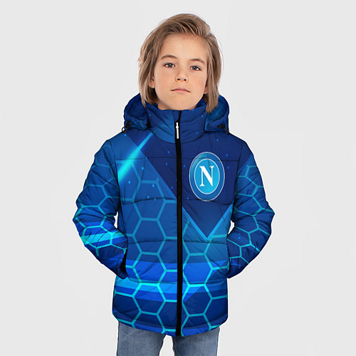 Зимняя куртка для мальчика Napoli Соты абстракция / 3D-Красный – фото 3