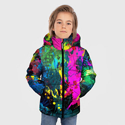 Куртка зимняя для мальчика Разноцветные кляксы красов, цвет: 3D-красный — фото 2